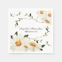 White Daisy Greenery Personalized Pretty Wedding