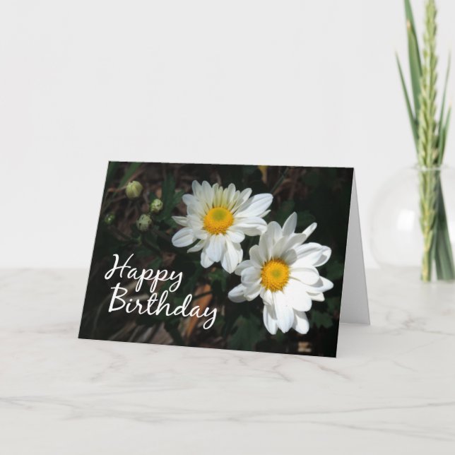 White Daisy Happy Birthday Scripture Card (Front)