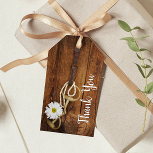 White Daisy Horse Bit Western Wedding Favour Tags