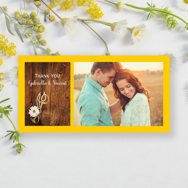 White Daisy Horse Bit Western Wedding Thank You Card (Creator Uploaded)