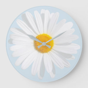 white daisy large clock