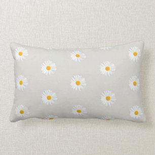 white daisy lumbar pillow