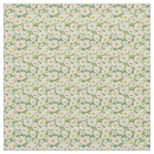 White Daisy Meadow Summer Garden Freshness Fabric