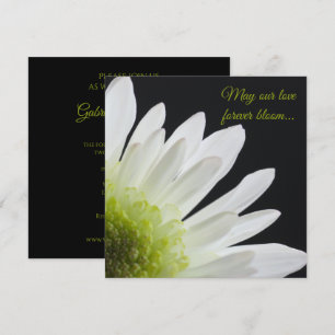 White Daisy on Black Wedding Invitation