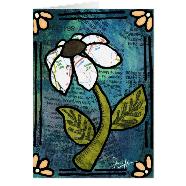 White Daisy on Blue Background - Collage (Front)