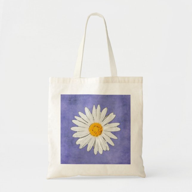 White Daisy on Blue grocery bag (Front)