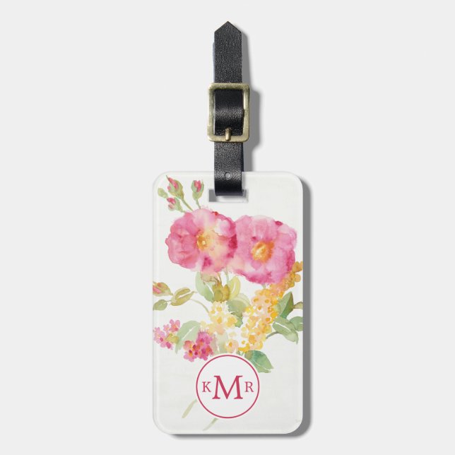 White Daisy on Blue Luggage Tag (Front Vertical)