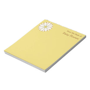 White Daisy on Golden Yellow Personalized Notepad