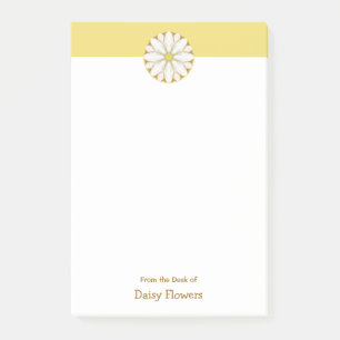 White Daisy on Golden Yellow Personalized Post-it Notes