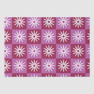 White daisy on Red and Pink Checkerboards Tissue Paper