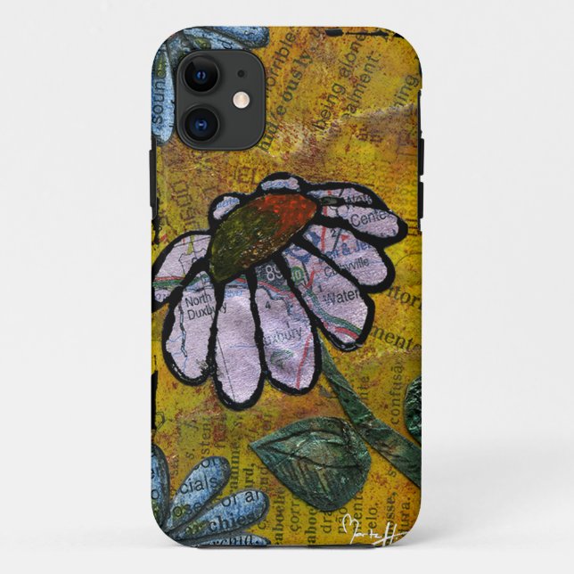 White Daisy on Yellow Background - Collage Case-Mate iPhone Case (Back)