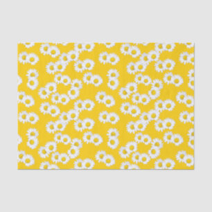 White Daisy on Yellow Background Tissue Paper