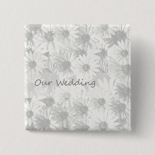 White Daisy- our wedding 2 Inch Square Button