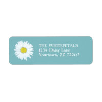 White Daisy & Pale Blue Return Address Label