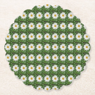 White Daisy  Paper Coaster