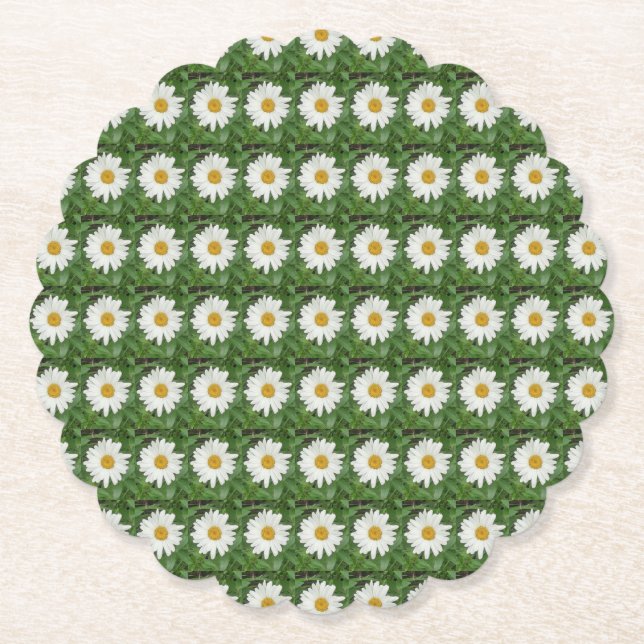White Daisy  Paper Coaster (Front)