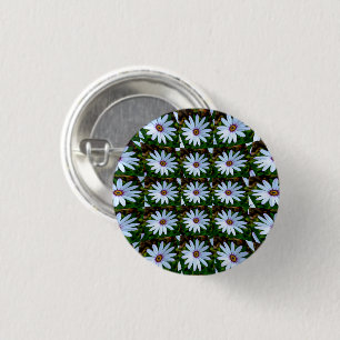 White Daisy Pattern 1 Inch Round Button