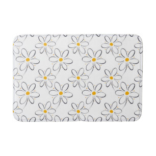 White Daisy Pattern Bath Mat