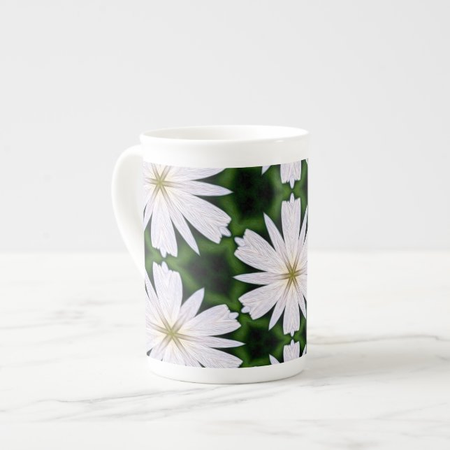 White Daisy Pattern Bone China Mug (Front Left)