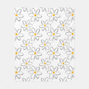 'White Daisy Pattern' Fleece Blanket