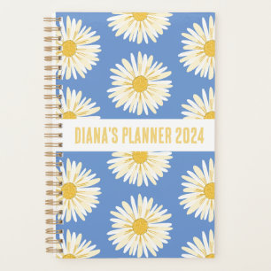 White Daisy Pattern Flowers Blooms Floral CUSTOM Planner