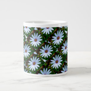 White Daisy Pattern Large Coffee Mug