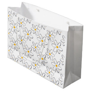 White Daisy Pattern Large Gift Bag