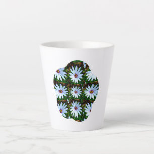 White Daisy Pattern Latte Mug