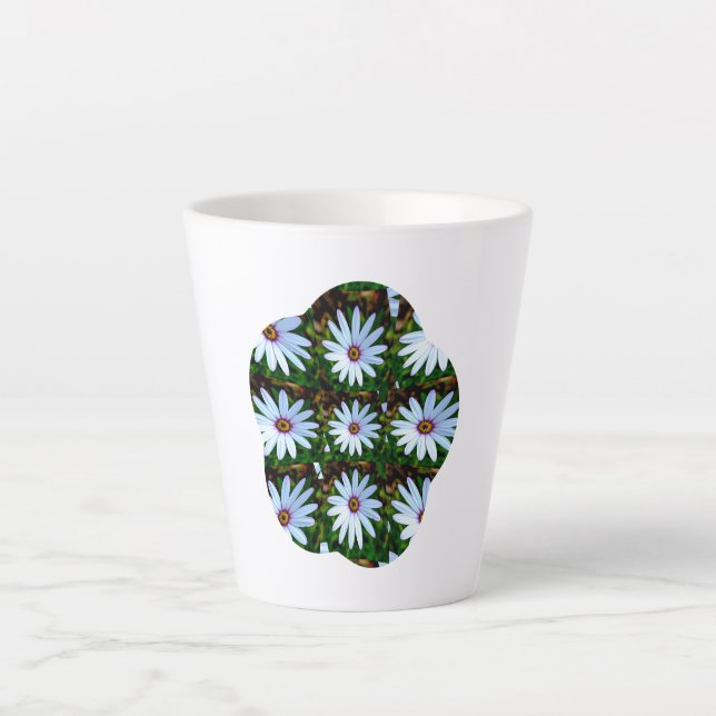 White Daisy Pattern Latte Mug (Front)