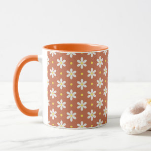 White Daisy Pattern Mug