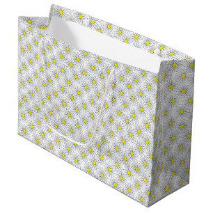White Daisy Pattern on White Large Gift Bag