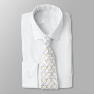White Daisy Pattern Tie