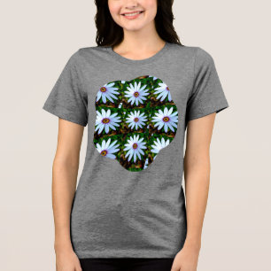 White Daisy Pattern Tri-Blend Shirt