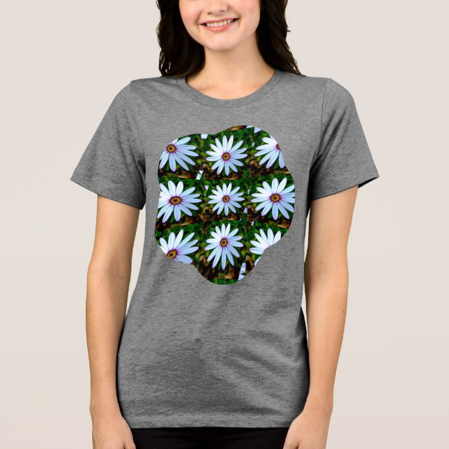 White Daisy Pattern Tri-Blend Shirt (Front)