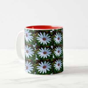 White Daisy Pattern Two-Tone Coffee Mug