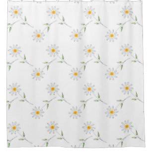White Daisy Pen and Watercolor Pattern