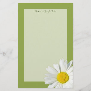 White Daisy Personalized Stationary Paper
