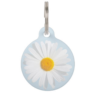 white daisy pet tag