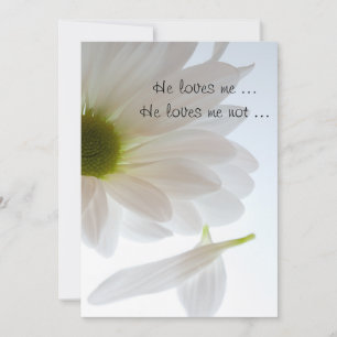 White Daisy Petals He Loves Me Engagement Party Invitation