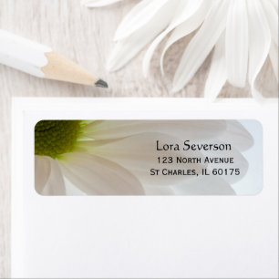 White Daisy Petals Return Address Label