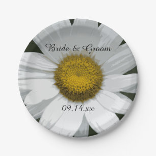 White Daisy Petals Wedding Paper Plate