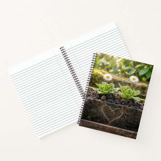 White Daisy Plants In a Flower Box Notebook (Inside)