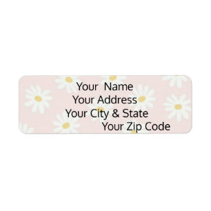 White Daisy Return Address Label