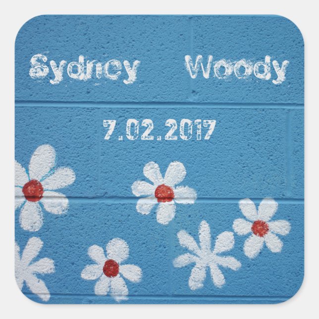 White Daisy Square Sticker (Front)