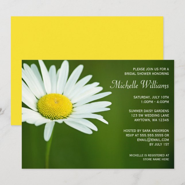 White Daisy Summer Bridal Shower Invitations (Front/Back)