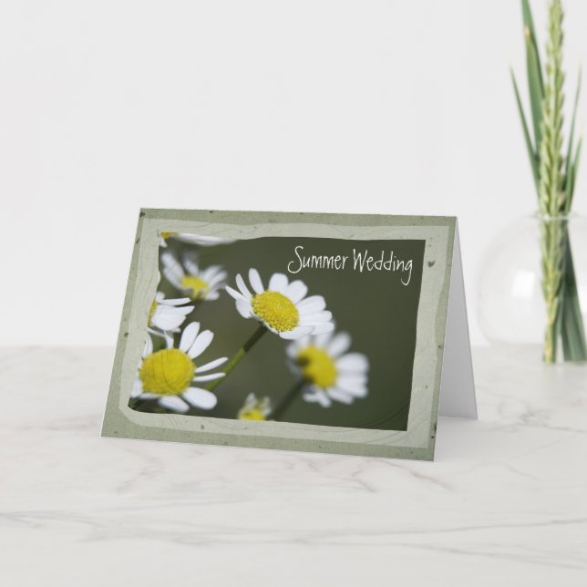 White Daisy Summer Wedding Save the Date Announcement (Front)