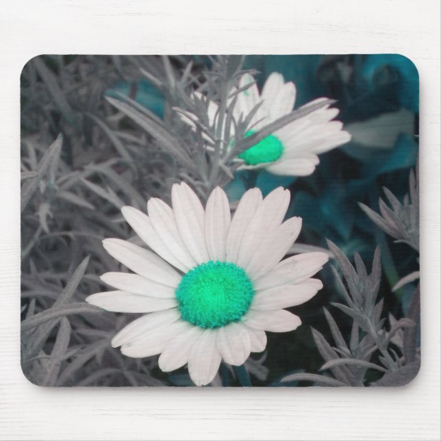 White Daisy (w Green) mouse pad (Front)