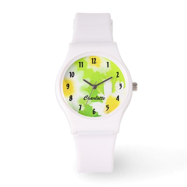 White Daisy Watch with Personalised Name (Front)