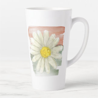 White Daisy Watercolor  Latte Mug