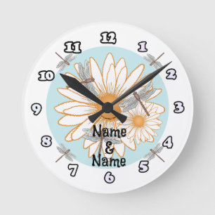 White Daisy wedding clock